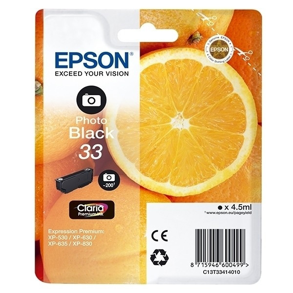 Epson 33 (T3341) cartucho de tinta negro foto (original) C13T33414010 C13T33414012 902012 - 1