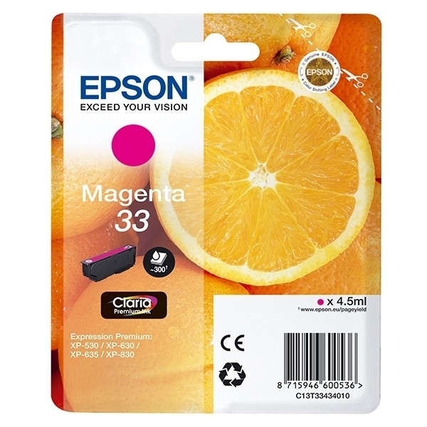 Epson 33 (T3343) cartucho de tinta magenta (original) C13T33434010 C13T33434012 026860 - 1