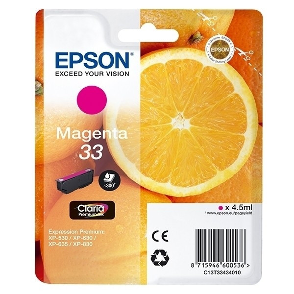 Epson 33 (T3343) cartucho de tinta magenta (original) C13T33434010 C13T33434012 902010 - 1