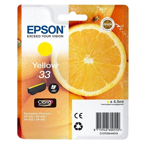 Epson 33 (T3344) cartucho de tinta amarillo (original) C13T33444010 C13T33444012 026864 - 1