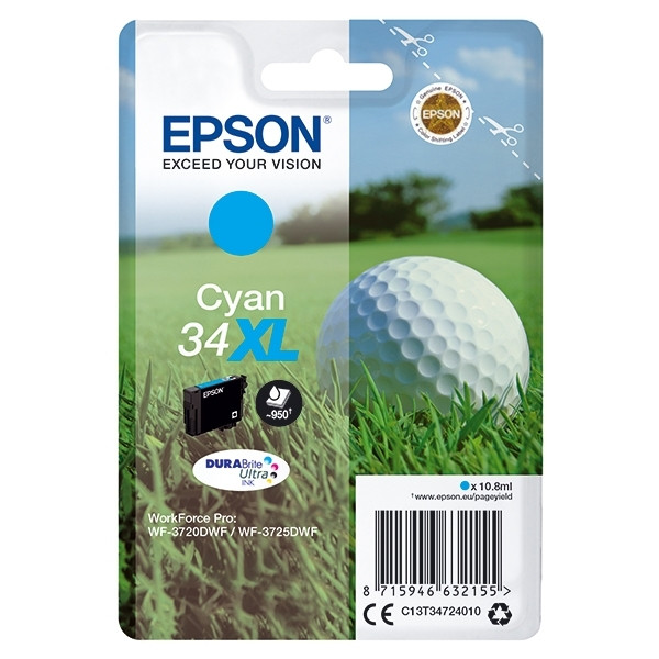 Epson 34XL (T3472) cartucho de tinta cian XL (original) C13T34724010 027020 - 1