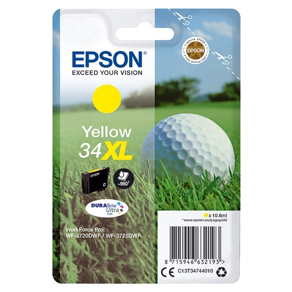 Epson 34XL (T3474) cartucho de tinta amarillo XL (original) C13T34744010 027024 - 1