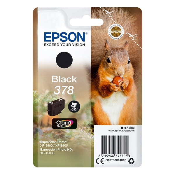 Epson 378 cartucho de tinta negro (original) C13T37814010 027098 - 1