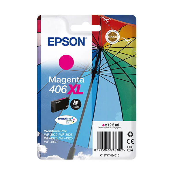 Epson 406XL (T17H3) cartucho de tinta magenta (original) 652176 - 1