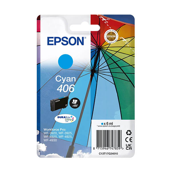 Epson 406 (T17G2) cartucho de tinta cian (original) 652166 - 1