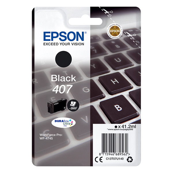 Epson 407 cartucho de tinta negro (original) C13T07U140 083556 - 1