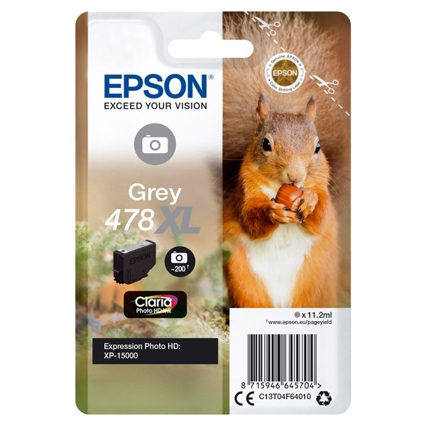 Epson 478XL cartucho de tinta gris XL (original) C13T04F64010 027196 - 1