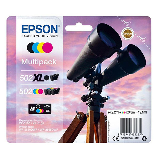 Epson 502XL BK+ 502 C/M/Y pack ahorro (original) C13T02W94010 652028 - 1