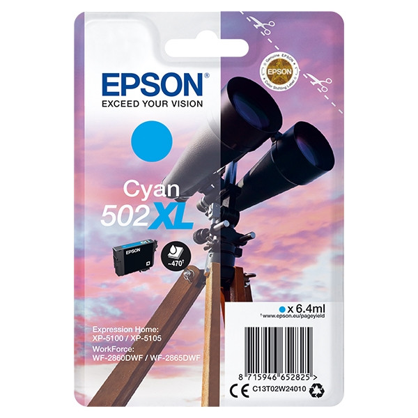 Epson 502XL cartucho de tinta cian XL (original) C13T02W24010 C13T02W24020 024110 - 1