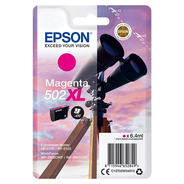 Epson 502XL cartucho de tinta magenta XL (original) C13T02W34010 C13T02W34020 024112 - 1