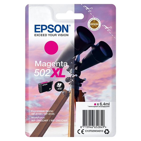 Epson 502XL cartucho de tinta magenta XL (original) C13T02W34010 C13T02W34020 902992 - 1
