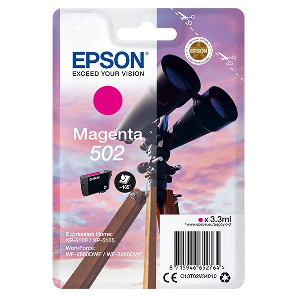 Epson 502 cartucho de tinta magenta (original) C13T02V34010 C13T02V34020 024104 - 1