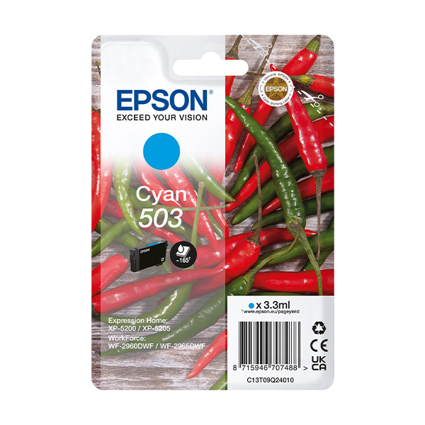 Epson 503 cartucho de tinta cian (original) C13T09Q24010 652042 - 1