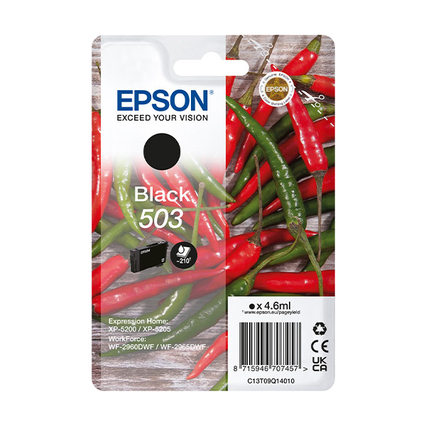 Epson 503 cartucho de tinta negro (original) C13T09Q14010 652040 - 1