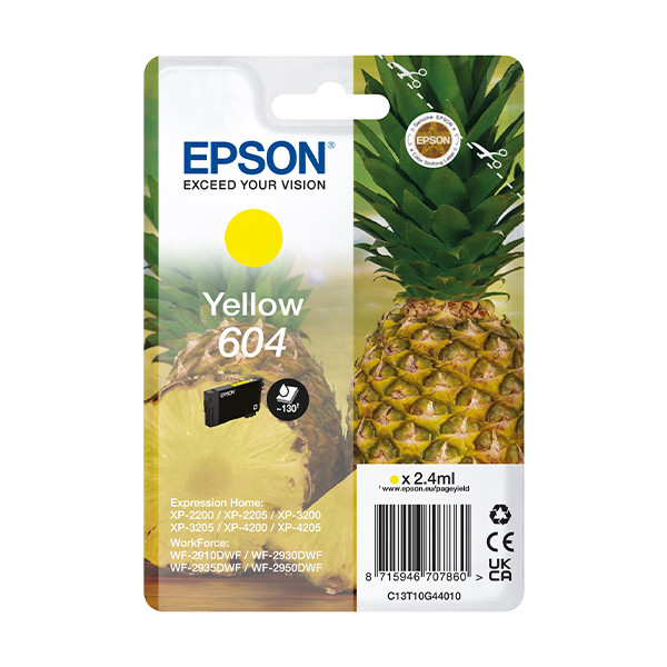 Epson 604 cartucho de tinta amarillo (original) C13T10G44010 652066 - 1
