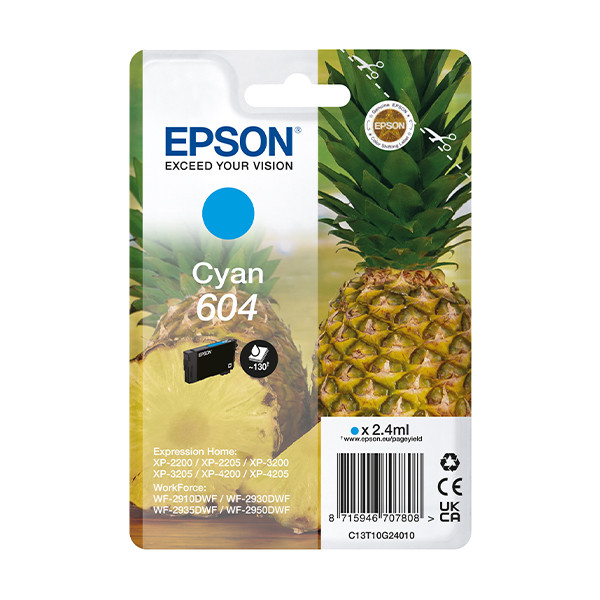 Epson 604 cartucho de tinta cian (original) C13T10G24010 652062 - 1