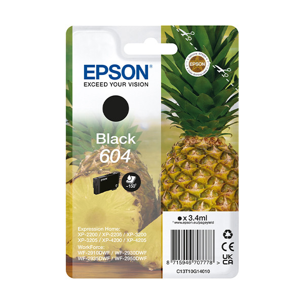 Epson 604 cartucho de tinta negro (original) C13T10G14010 652060 - 1