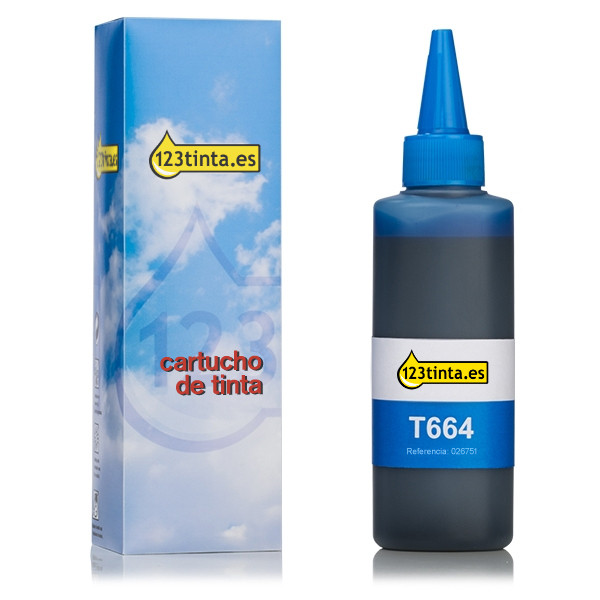 Epson 664 (T6642) botella de tinta cian (marca 123tinta) C13T664240C 026751 - 1