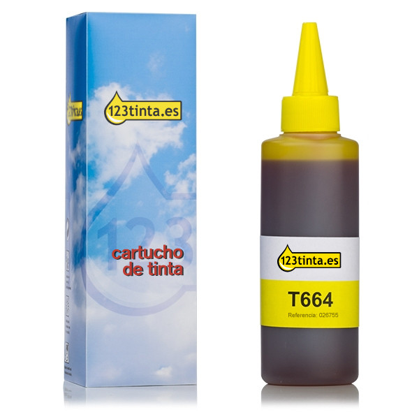 Epson 664 (T6644) botella de tinta amarilla (marca 123tinta) C13T664440C 026755 - 1