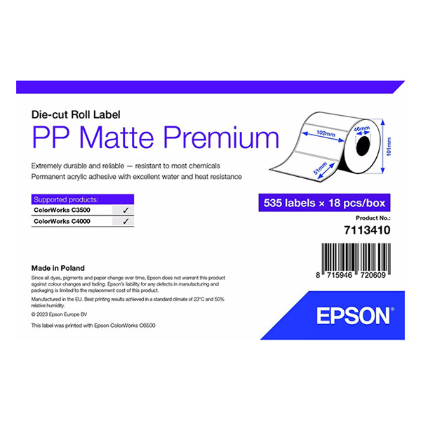 Epson 7113410 Etiqueta PP mate 102 x 51 mm (original) 7113410 084475 - 1