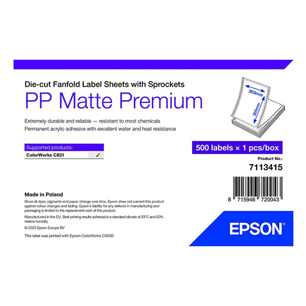 Epson 7113415 Etiqueta PP mate 203 x 305 mm (original) 7113415 084491 - 1