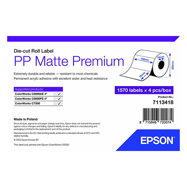 Epson 7113418 Etiqueta PP mate 102 x 76 mm (original) 7113418 084481 - 1