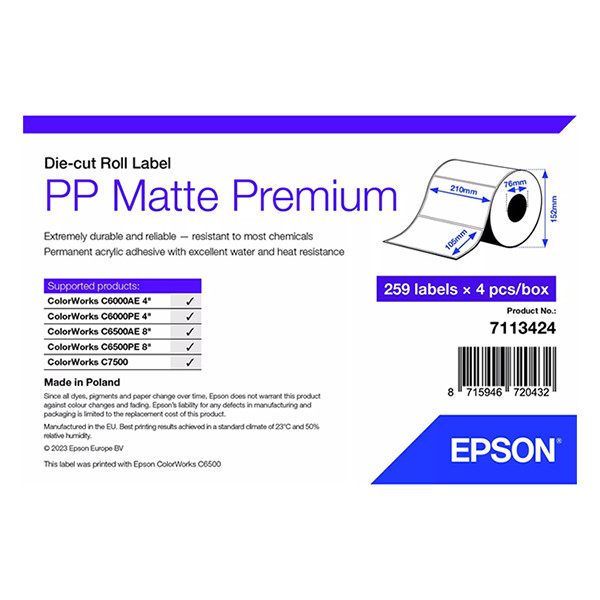 Epson 7113424 Etiqueta PP mate 210 x 105 mm (original) 7113424 084487 - 1