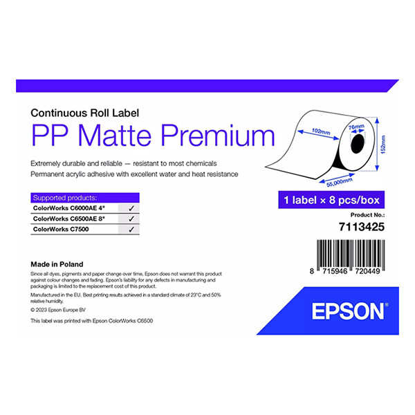 Epson 7113425 Etiqueta PP mate 102 mm x 55 m (original) 7113425 084488 - 1