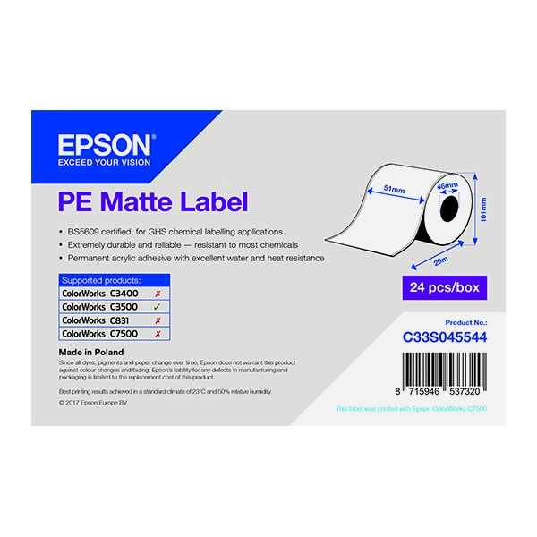 Epson C33S045544 PE rollo de etiquetas mate 51 mm x 29 m (original) C33S045544 083404 - 1