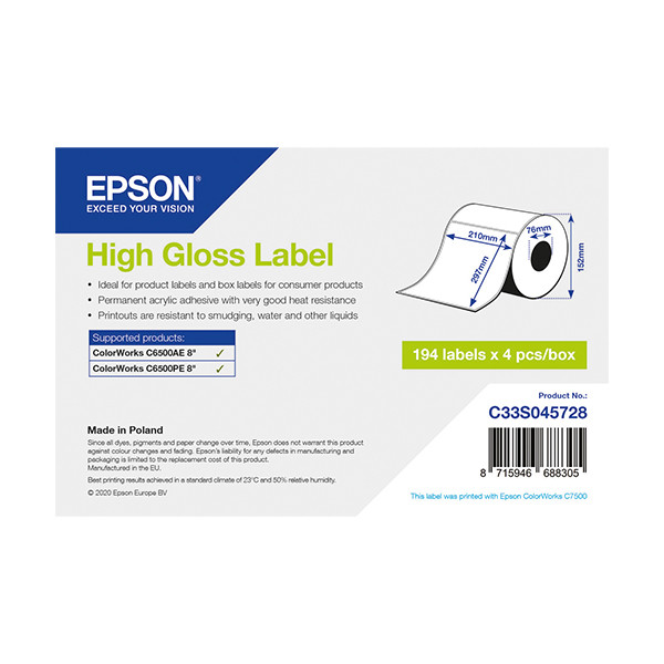 Epson C33S045728 etiqueta alto brillo 210 x 297 mm (original) C33S045728 083618 - 1