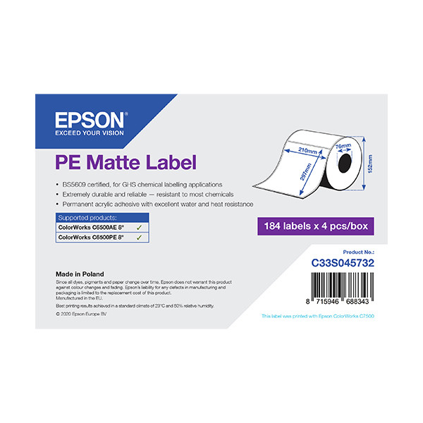 Epson C33S045732 Etiqueta PE mate 210 x 297 mm (original) C33S045732 083626 - 1