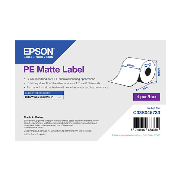 Epson C33S045733 PE etiqueta mate 203mm x 55m (original) C33S045733 083628 - 1