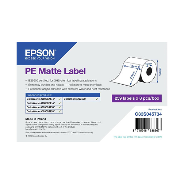 Epson C33S045734 Etiqueta PE mate 105 x 210 mm (original) C33S045734 083630 - 1