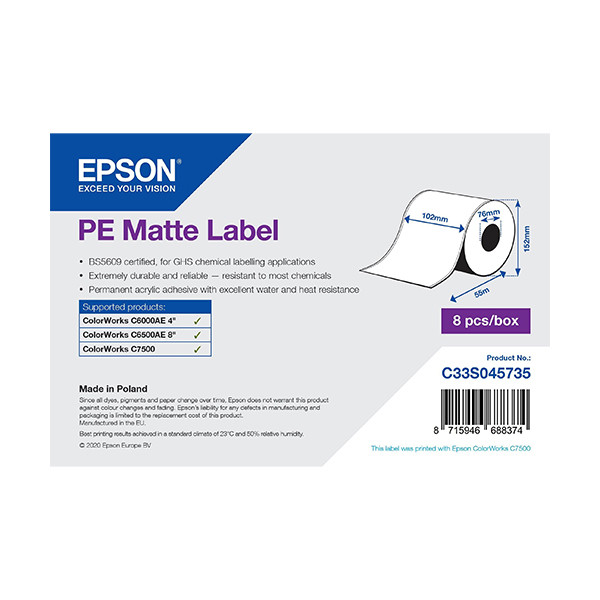 Epson C33S045735 Etiqueta PE mate 102mm x 55m (original) C33S045735 083632 - 1