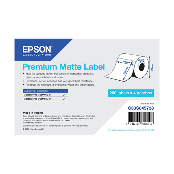 Epson C33S045738 etiqueta premium mate 210 x 297 mm (original) C33S045738 083638 - 1