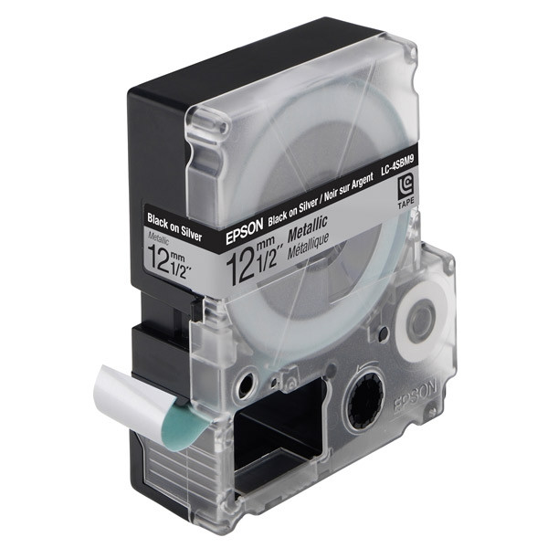 Epson LC-4SBM9 cinta negro sobre plateado metálico 12 mm (original) 083048 - 1