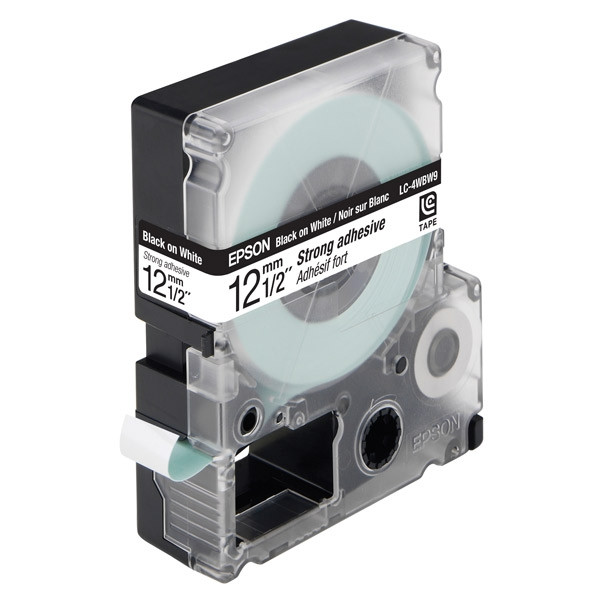 Epson LC-4WBW9 cinta superadhesiva negro sobre blanco 12 mm (original) C53S625411 083042 - 1