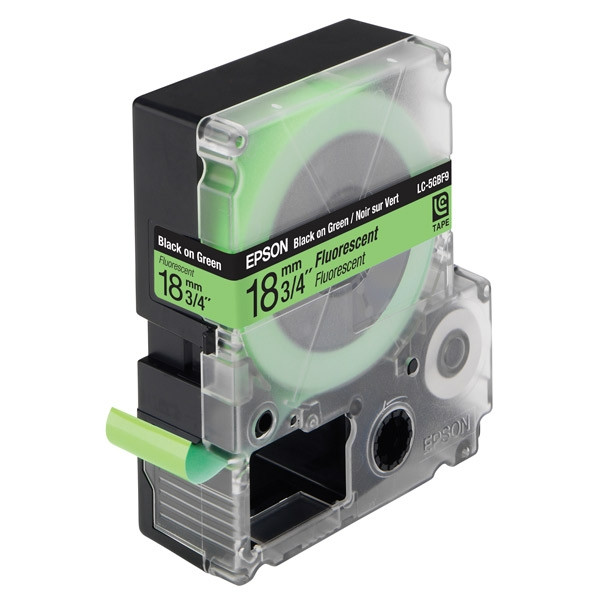 Epson LC-5GBF9 cinta negro sobre verde fluorescente 18 mm (original) C53S626403 083064 - 1