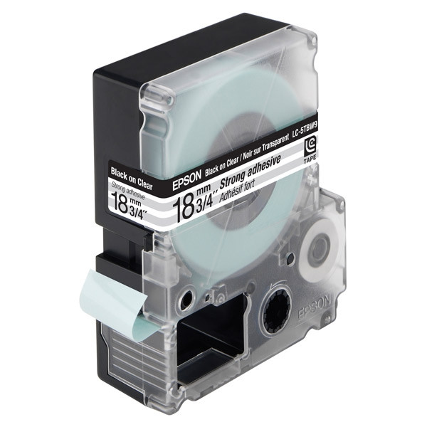 Epson LC-5TBW9 cinta superadhesiva negro sobre transparente 18 mm (original) 083076 - 1