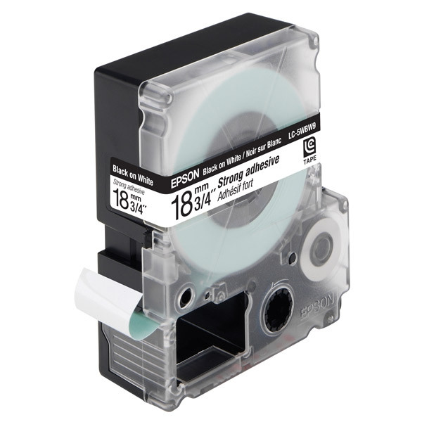 Epson LC-5WBW9 cinta superadhesiva negro sobre blanco 18 mm (original) C53S626410 083078 - 1