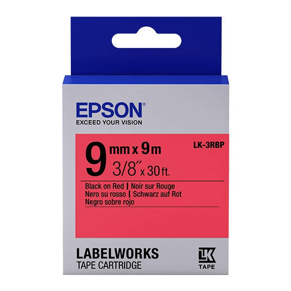 Epson LK-3RBP cinta negro sobre rojo pastel 9 mm (original)