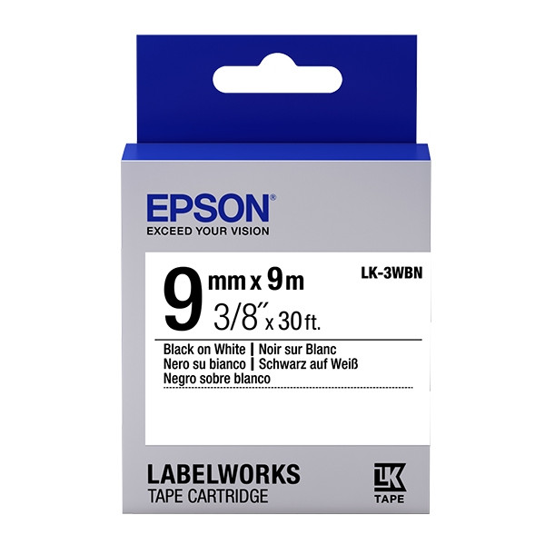 Epson LK-3WBN cinta negro sobre blanco 9 mm (original) C53S653003 083178 - 1