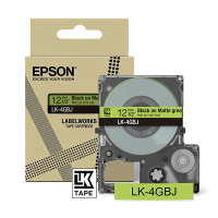 Epson LK-4GBJ cinta mate negra sobre verde 12 mm (original) C53S672077 084410