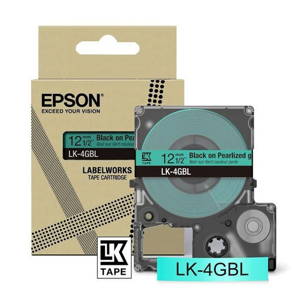 Epson LK-4GBL Cinta negra sobre verde 12 mm (original) C53S672102 084474 - 1