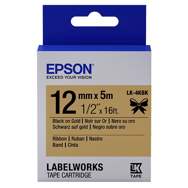 Epson LK-4KBK cinta satinada negro sobre dorado 12 mm (original) C53S654001 083218 - 1
