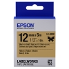 Epson LK-4KBK cinta satinada negro sobre dorado 12 mm (original) 083218 - 1