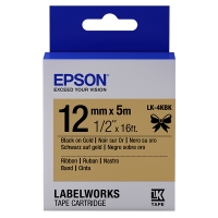 Epson LK-4KBK cinta satinada negro sobre dorado 12 mm (original) C53S654001 083218