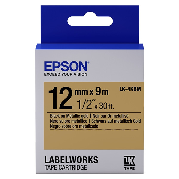 Epson LK-4KBM cinta negro sobre dorado metálico 12 mm (original) C53S654020 083206 - 1