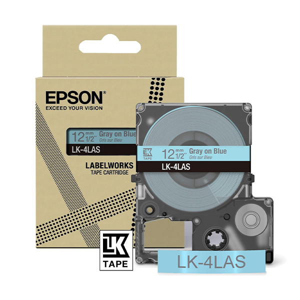 Epson LK-4LAS cinta gris sobre azul 12 mm (original) C53S672106 084468 - 1