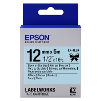Epson LK-4LBK cinta satinada negro sobre azul claro 12 mm (original) C53S654032 083222